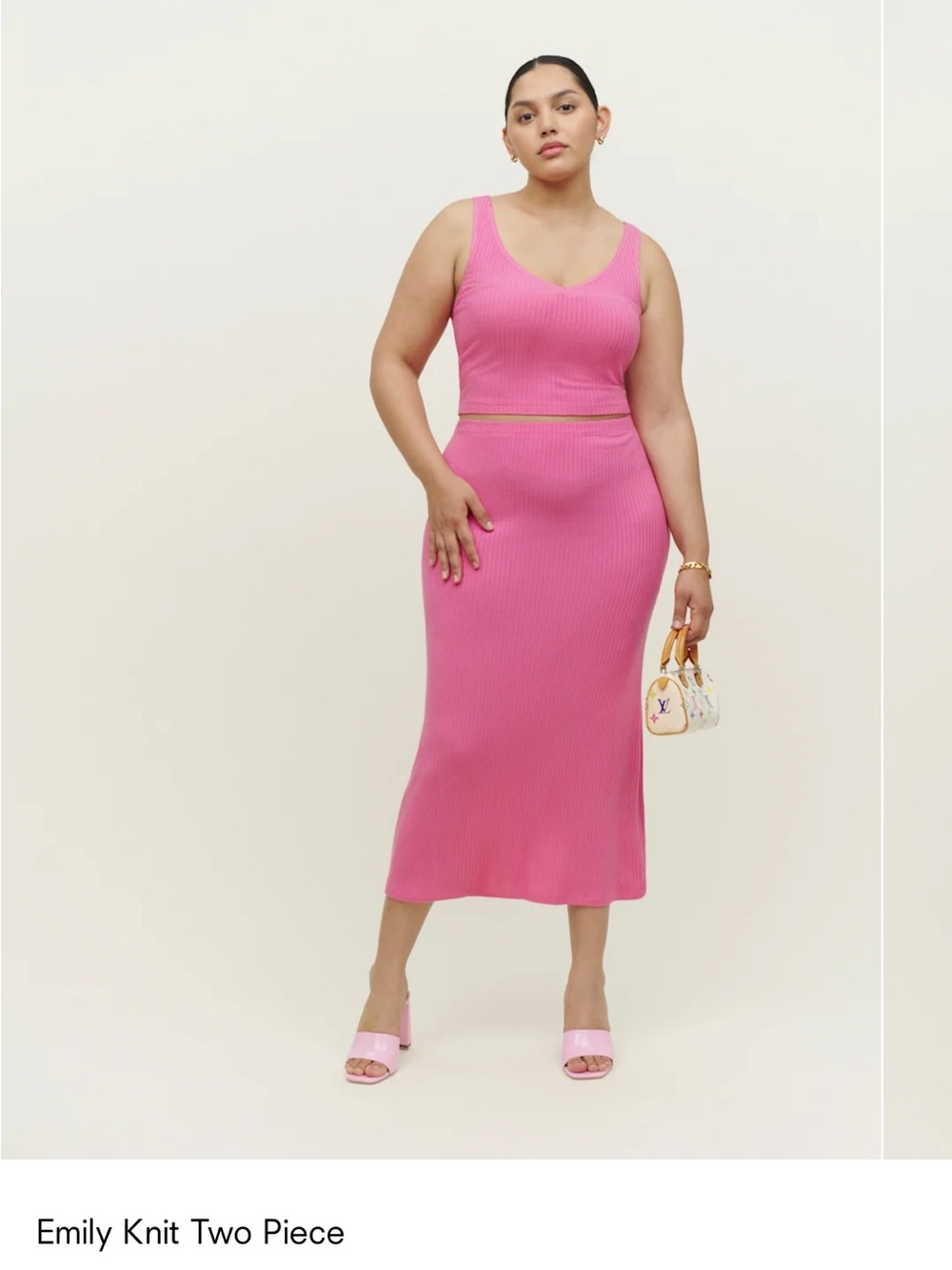 Reformation Emily Knit Two Piece Candy - Size M